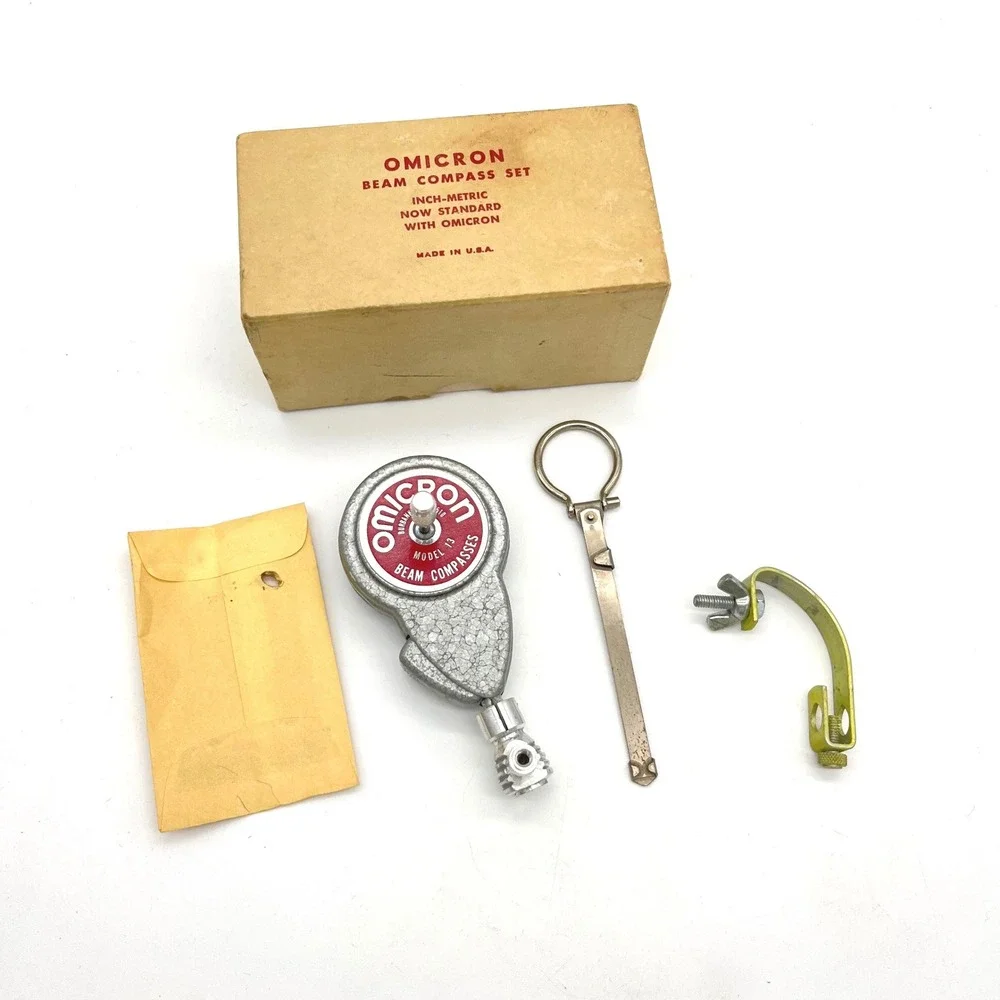 Vintage Omicron Model 13 Beam Compass Set Drafting‎ Tool Made in USA with Box